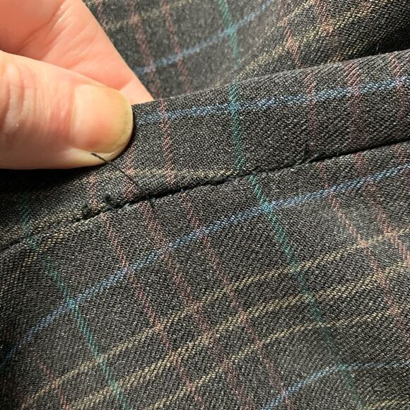 Vintage High Waisted Plaid Pants Grey Brown Straight Flare Leg 26” - Picture 5 of 10